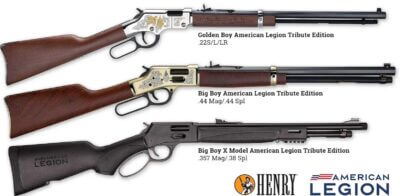 Three Henry rifles that were created as a benefit and tribute to the American Legion.