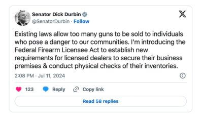 Dick Durbin tweet about gun control.