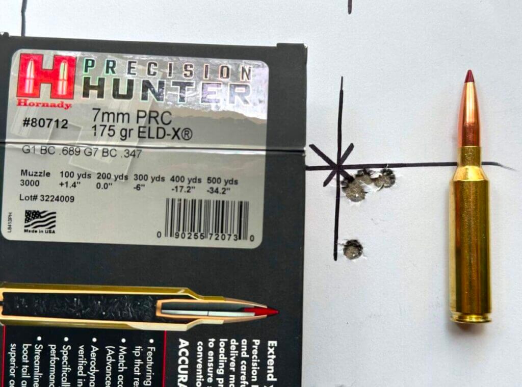 target from accuracy testing with Hornady Hunter Precision ammo