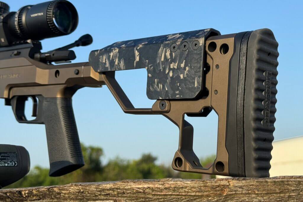 carbon fiber cheek riser on Christensen Arms MPR Rimfire