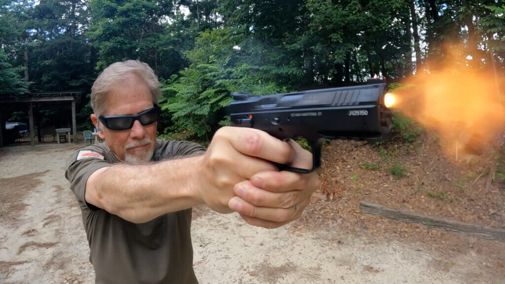 Author shooting the CZ Shadow 2 Compact