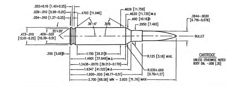 6.5 Creedmoor SAAMI cartridge drawing