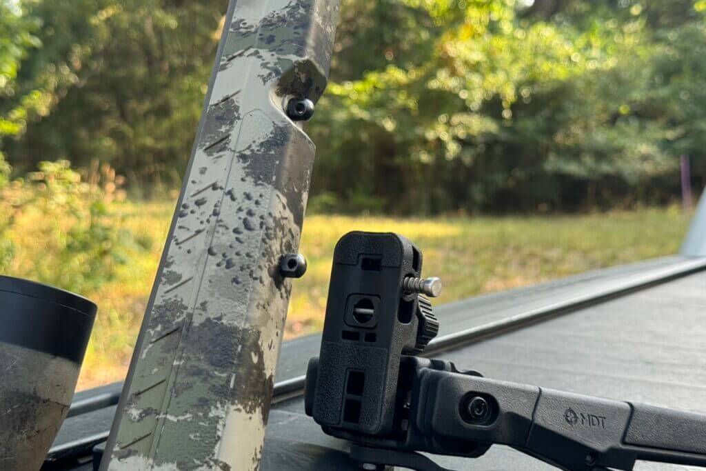 Sling swivel on camo rifle