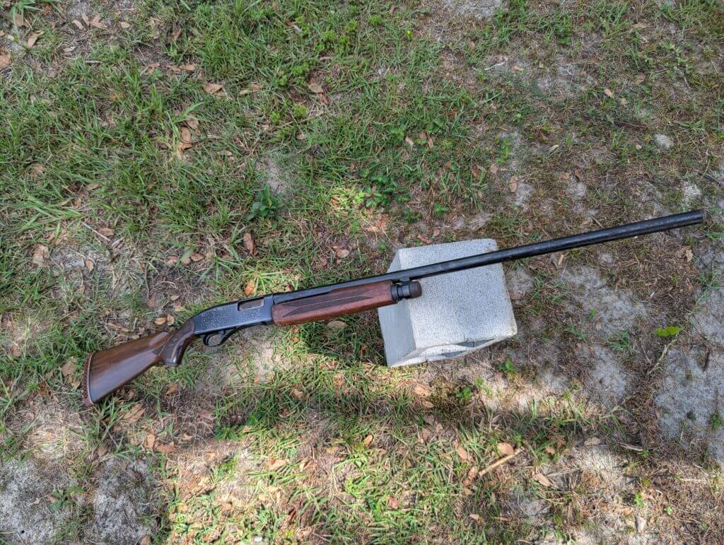 Winchester Model 1200 against cinder block