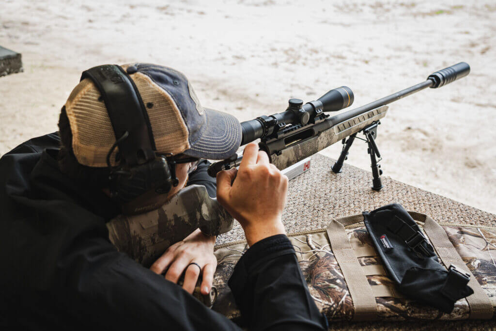 Shooter using Savage AXIS 2 Pro at the range