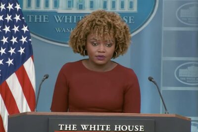 Karine Jean-Pierre at a White House briefing.