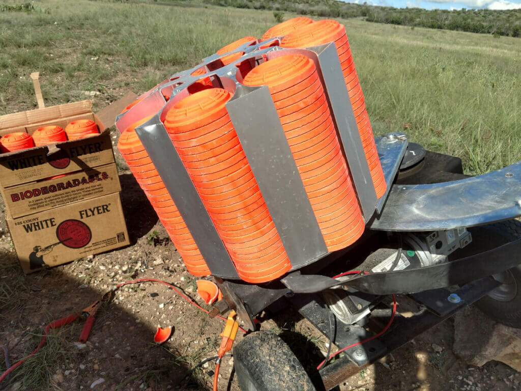 clay thrower full of clays for shooting practice