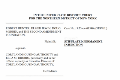 BIg SAF win as a federal judge signs a permanent injunction against a NY gun ban for public housing residents.