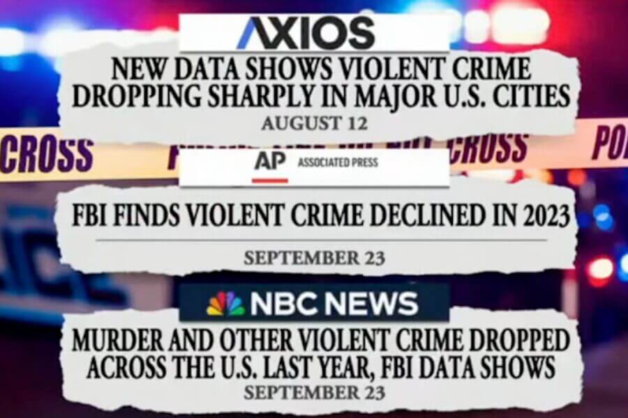 Mainstream media headlines on violent crime. 