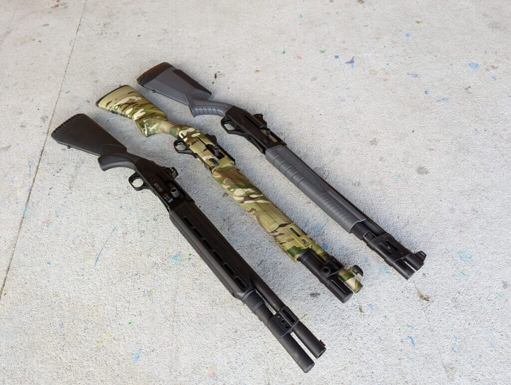 three shotguns in a row