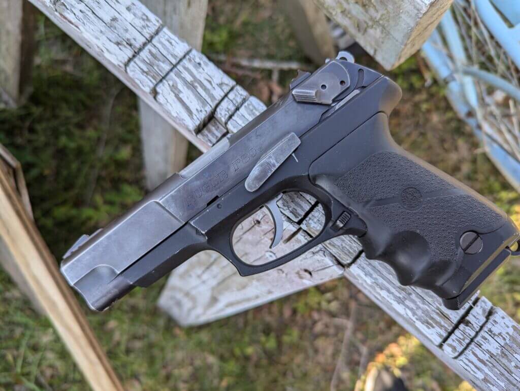 Ruger P89 on wood 