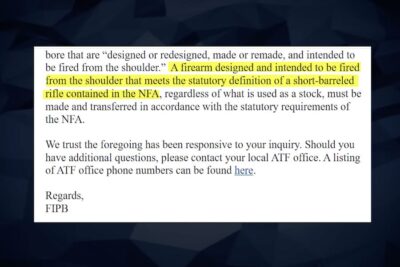 GOA's questioning the ATF over its pistol brace rule.