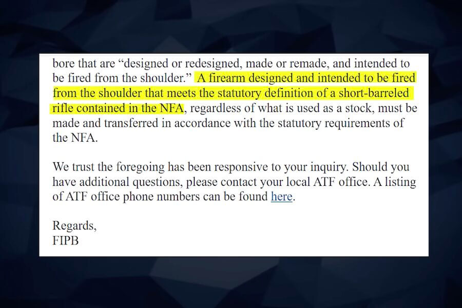 ATF Says ALL Braced Pistols Are SBRs, In Violation Of The Law