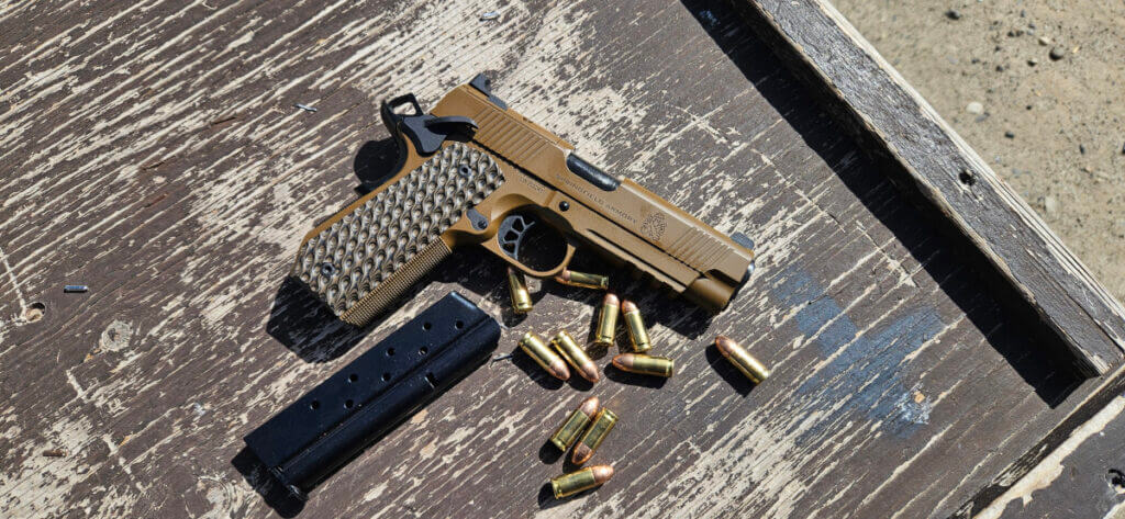 TRP 1911 9mm Iron Sight Configuration with AOS plate.