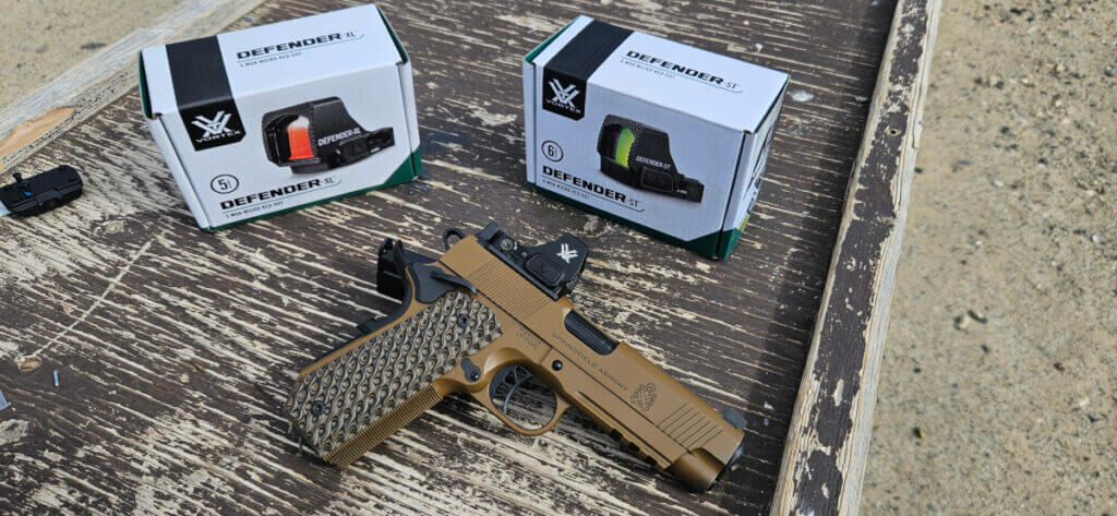 Springfield Armory TRP with Vortex Defender red dots.