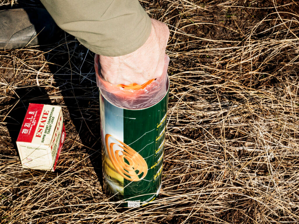 ClayCopter pigeons in a can