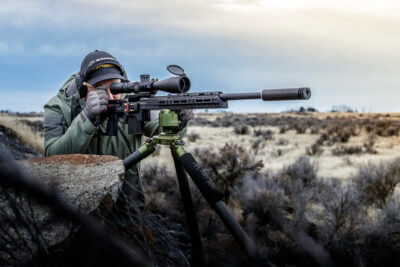 C-4 Competition long range precision shooting chassis from Kinetic Research group with Seekins Precision Havak in 6mm Creedmoor with SilencerCo Omega 300 Suppressor