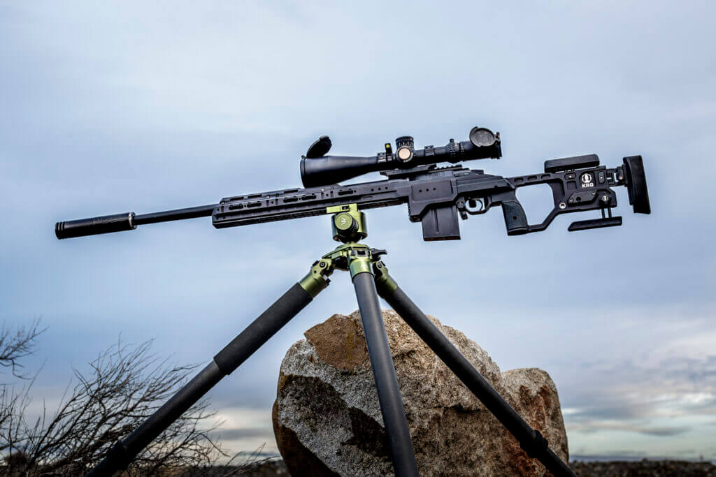 Kinetic Research Group C-4 Chassis mounted on Fat Boy tripod. Seekins Precision Havak action with 6mm Creedmoor barrel and Nightforce 7-35x56mm ATACR Riflescope
