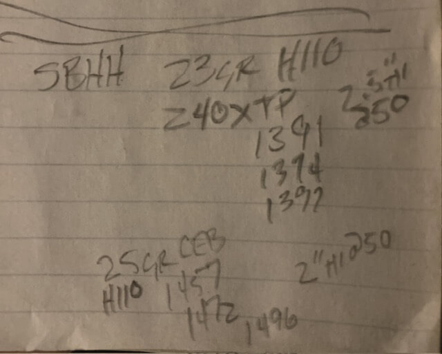 handwritten notes with information about cutting edge bullet performance