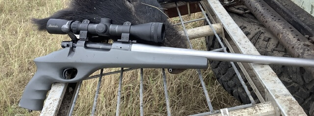 xp in 243 win. outside on a tailgate rack