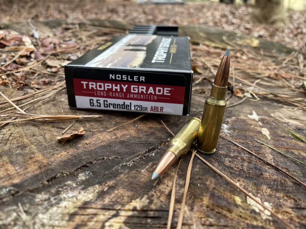 Nosler Trophy Grade 6.5 Grendel 129 grain AccuBond Long Range cartridge for deer and hogs
