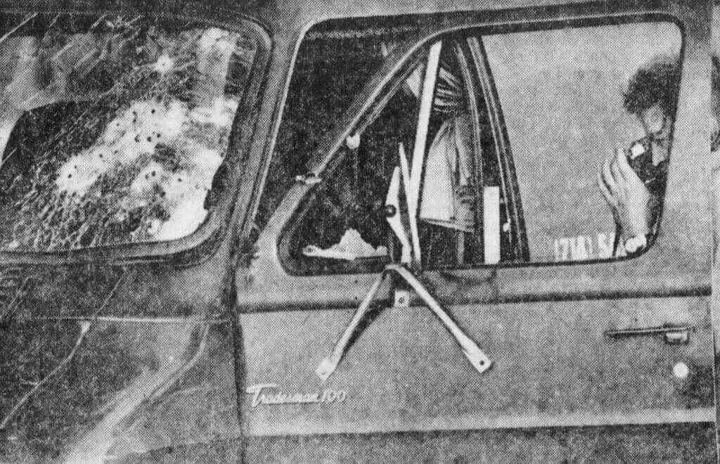 old photo of car door. Norco shootout