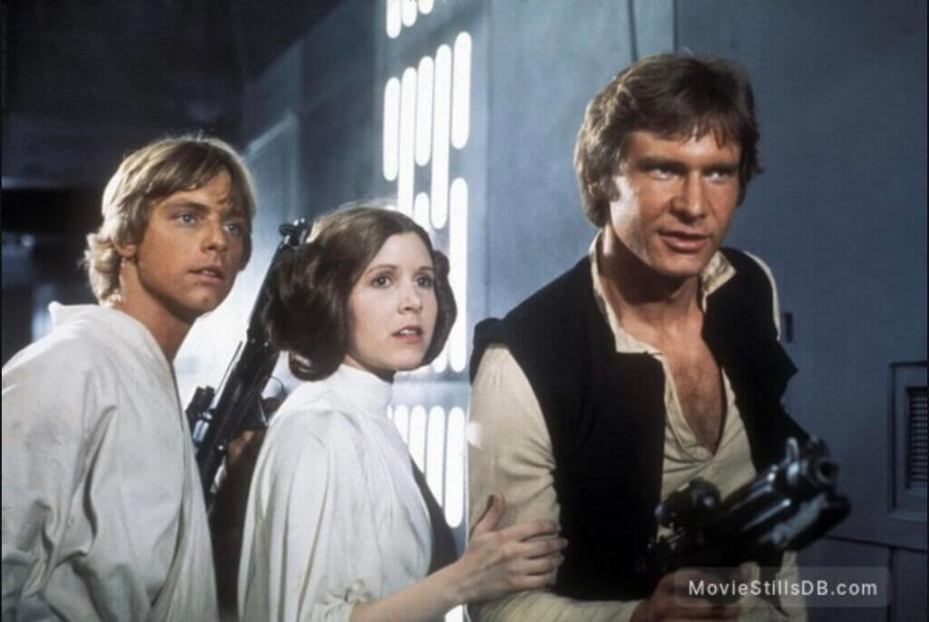 Han solo, luke skywalker, and princess Leah star wars
