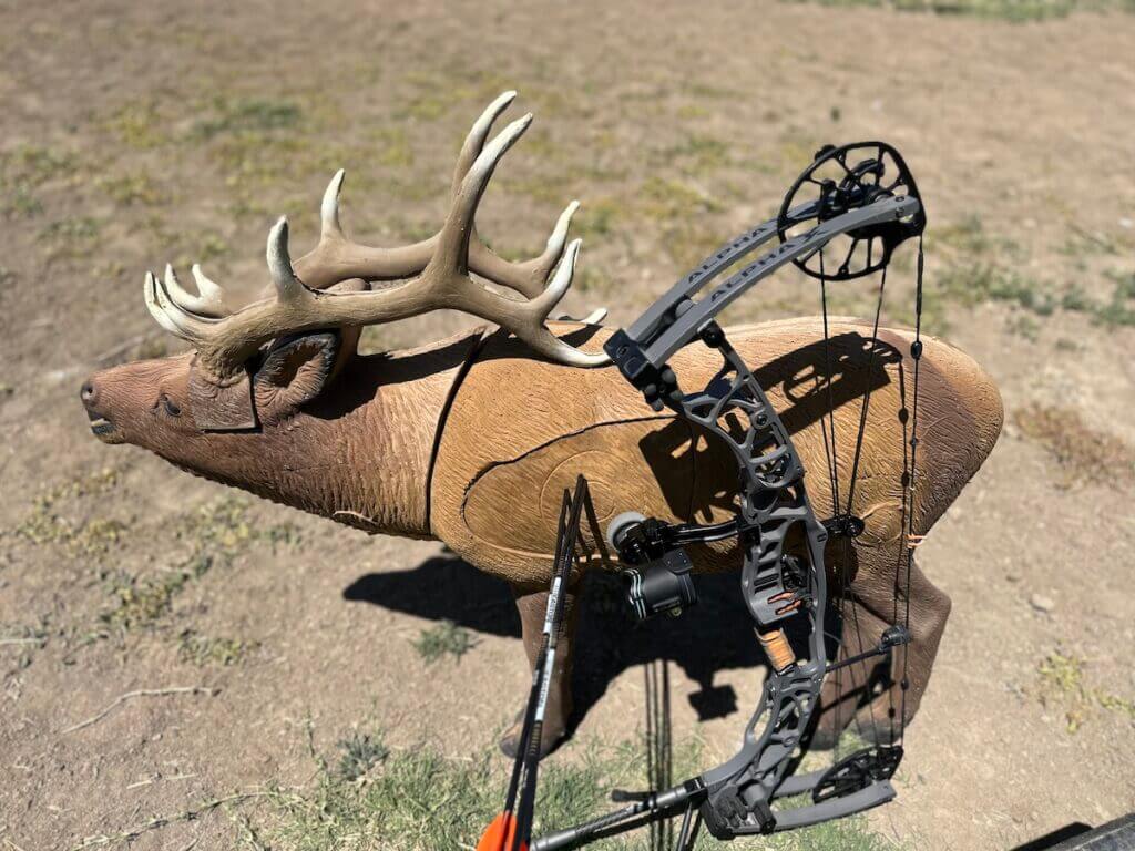 buck 3D archery target and compound bow for realistic target panic practice