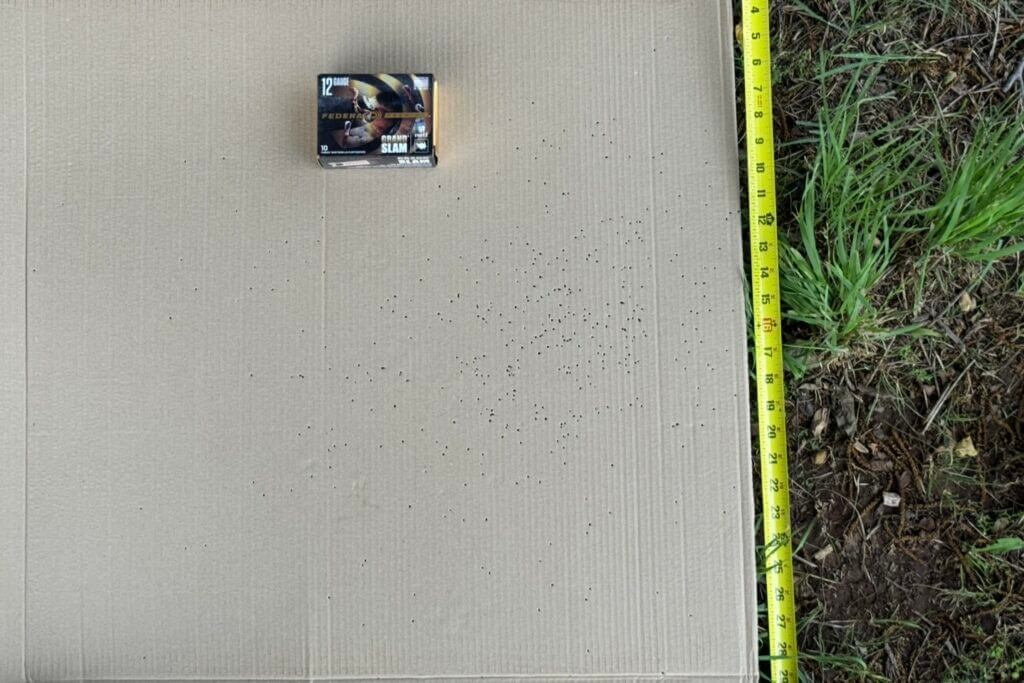 shotgun pattern on cardboard at 30 yards