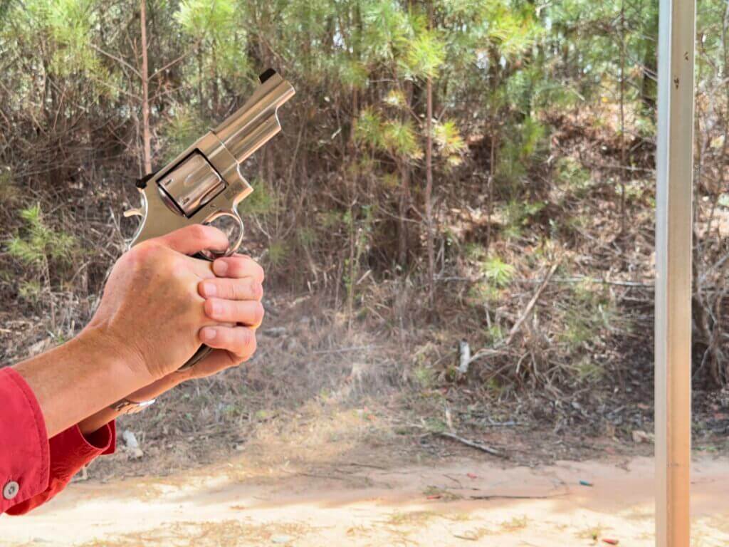 S&W 629 Mountain Gun recoil capture while firing .44 Magnum load