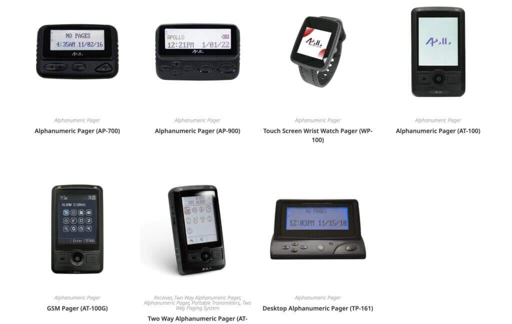 Gold Apollo AR 924 pagers similar to the models distributed to Hezbollah