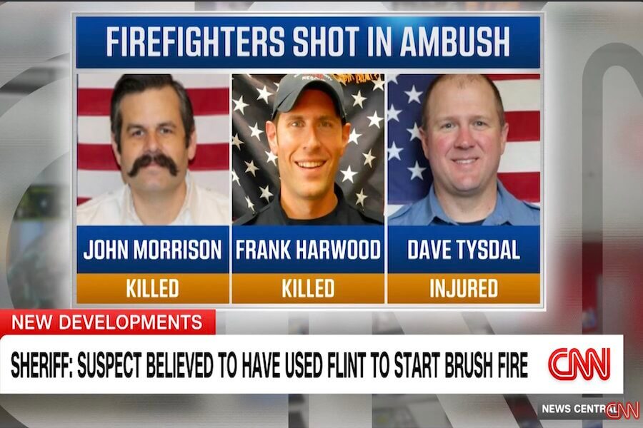Two firefighters were killed, another injured in a shooting attack.