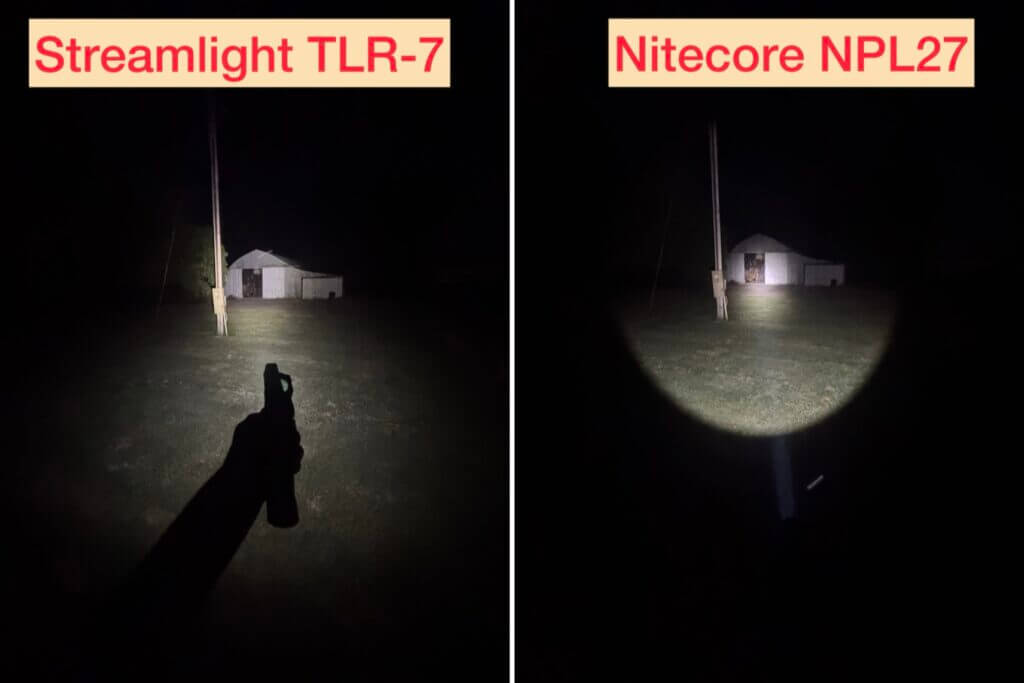 photo comparison of pistol light strength 
