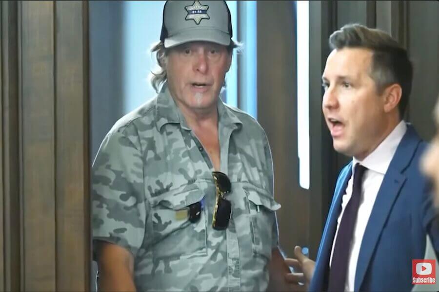 Ted Nugent walking into the Michigan Capitol.
