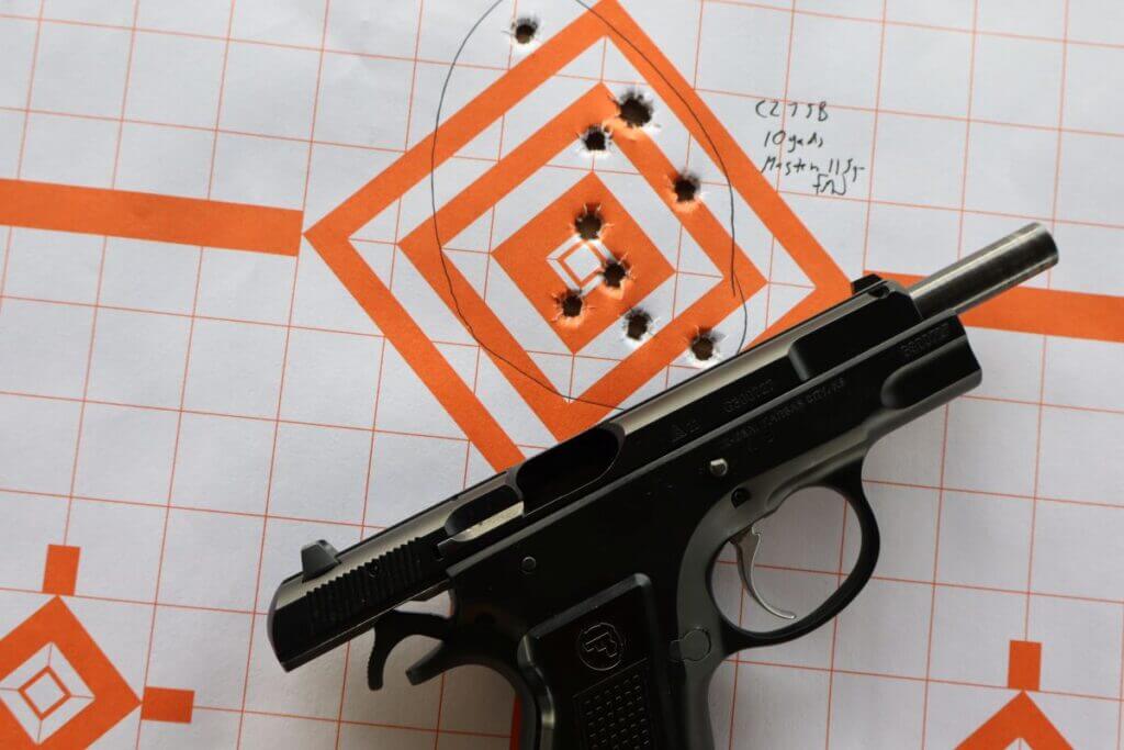 cz 75 accuracy on a paper target from a distance of 10 yards.
