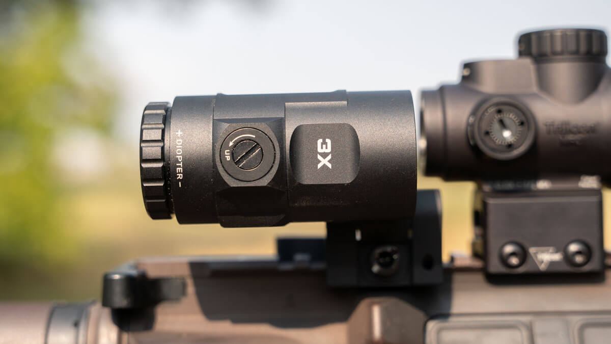 Trijicon MRO SD red dot and 3x magnifier on an AR-15, best Trijicon optic overall 2026