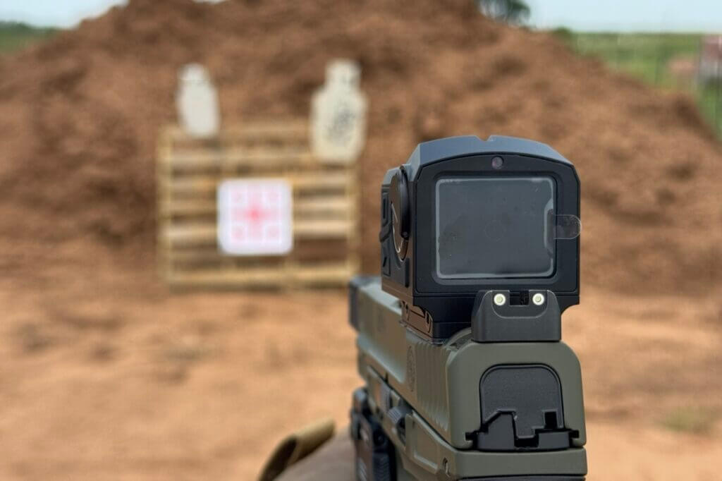 pistol with blurry background 