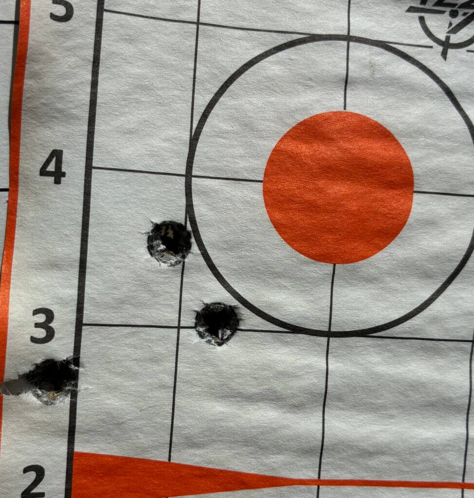 Weatherby 307 Range XP target with Nosler 175 AccuBond Long Range