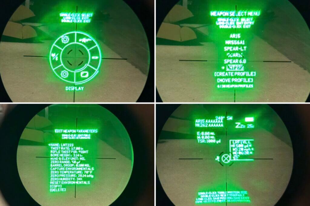Maztech X4-FCS menu screenshots showing configurable HUD and options
