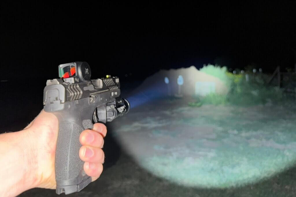 TLR-1 HP-X mounted on pistol during daytime range session