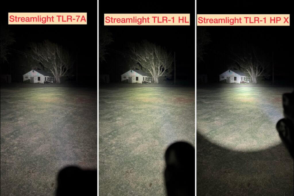 TLR-1 HP-X beam on building at 45 yards during night test