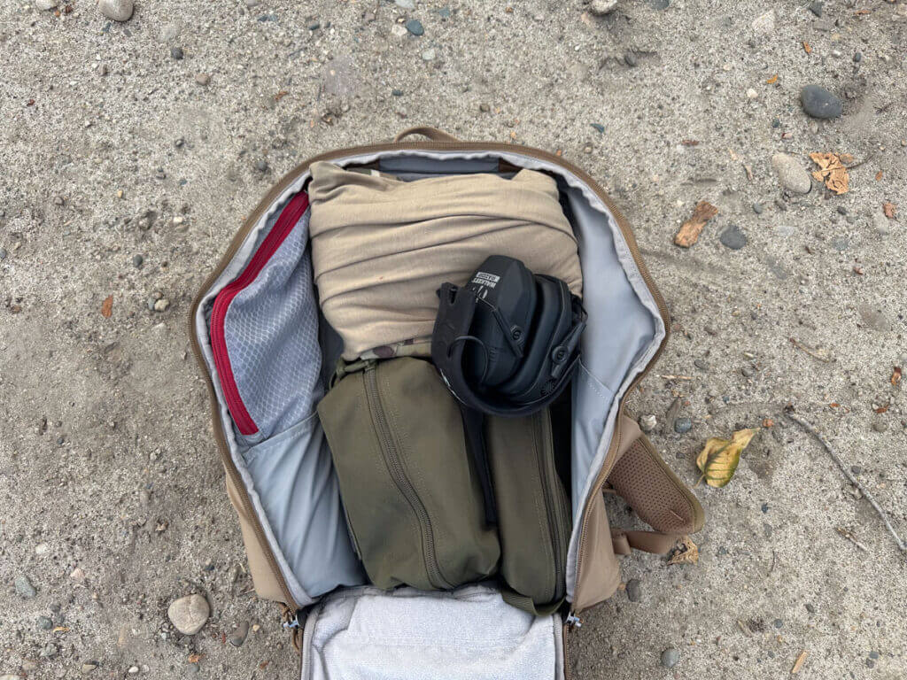 Vertx Siege 25L Tactical Backpack large main compartment opened for gear storage