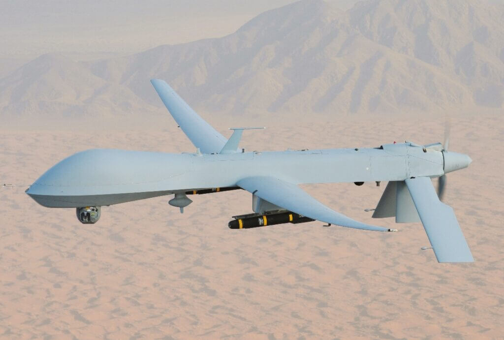 MQ-1 Predator drone armed with AGM-114 Hellfire missiles used in targeted strikes