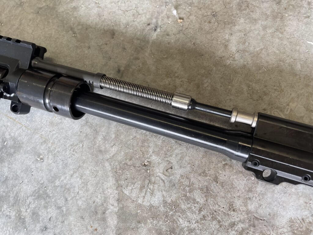Strike Industries Cloak flash hider installed on 14.5 inch HK416 clone barrel