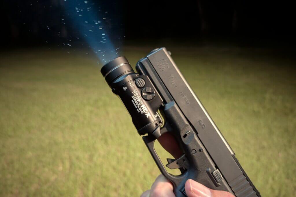 weapon-mount lights on a Glock 17