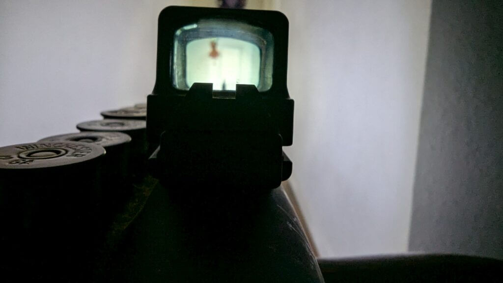 red dot washed out by weapon light and cowitness iron sight backup