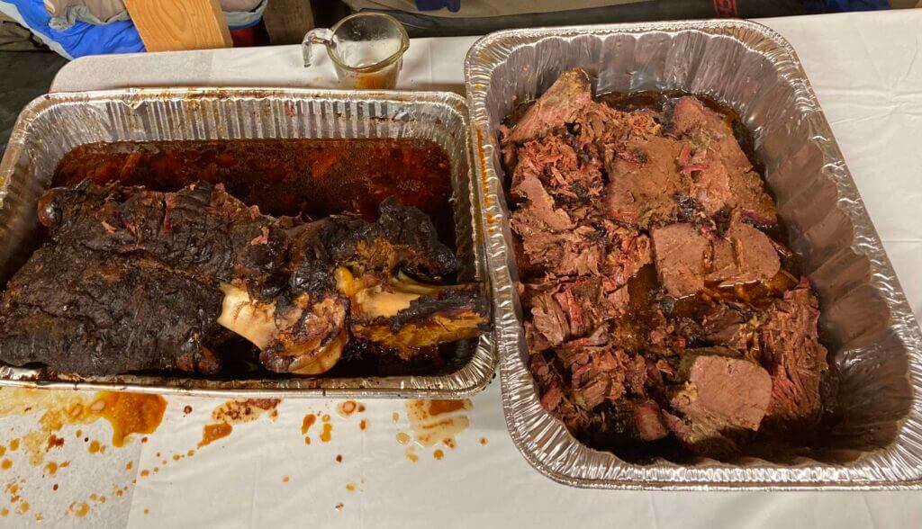 Cooked whole rear elk quarter shredded easily no knives required after 12 hour low and slow cook