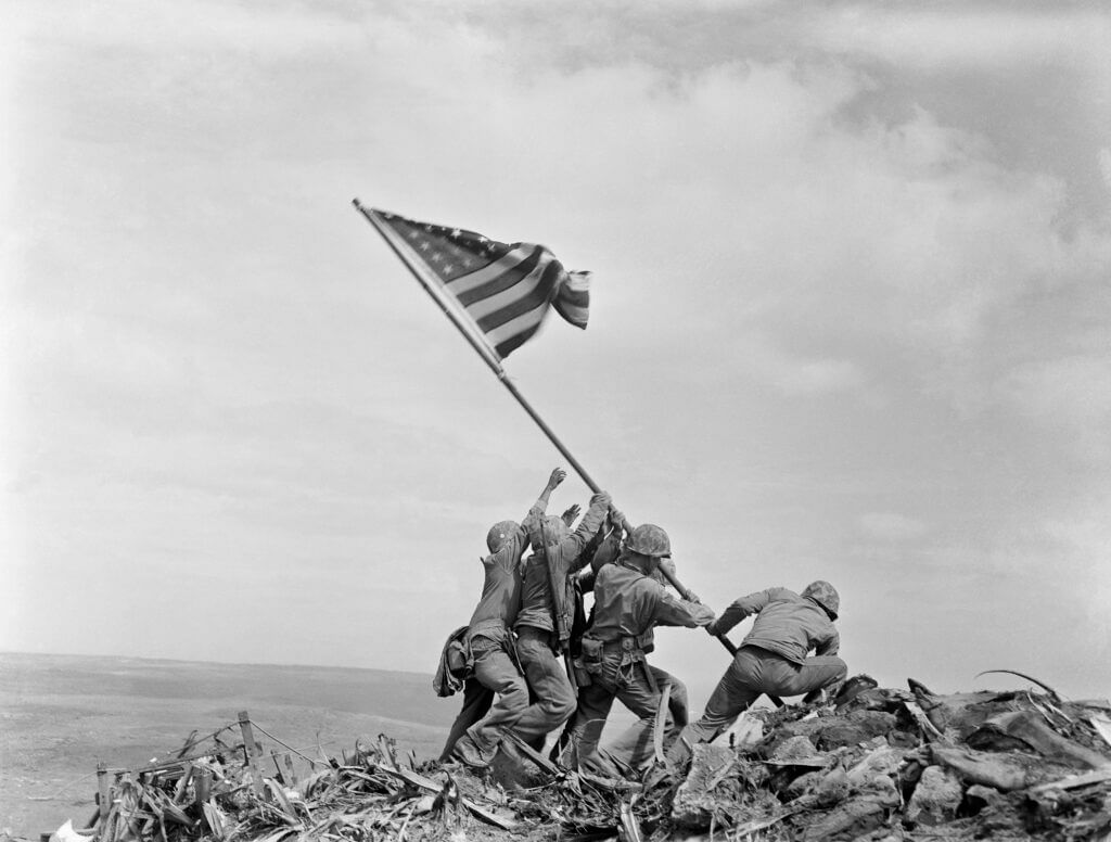 WW2 Marines raise flag at Iwo Jima iconic image, WW2 history context