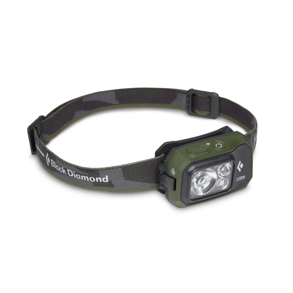 Black Diamond Storm 450 headlamp with red mode for campus and trail use