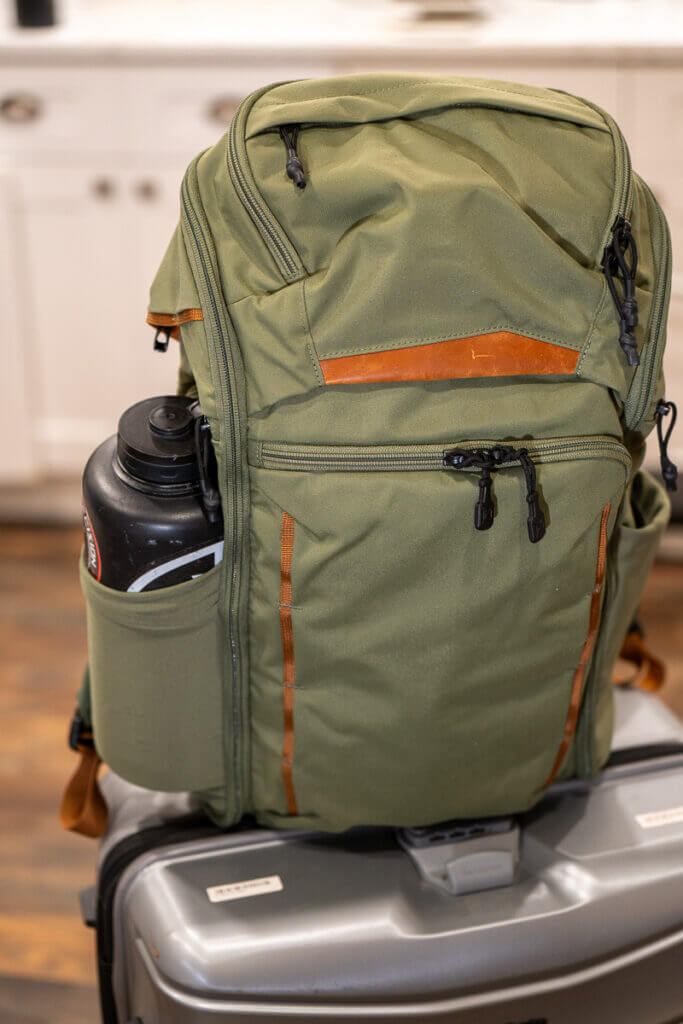Vertx Gamut 32L oversize water bottle pocket holding two-liter bottle
